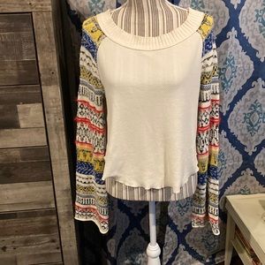 Free People- Lots of neat design on this crop Sweater-Size L; true to size